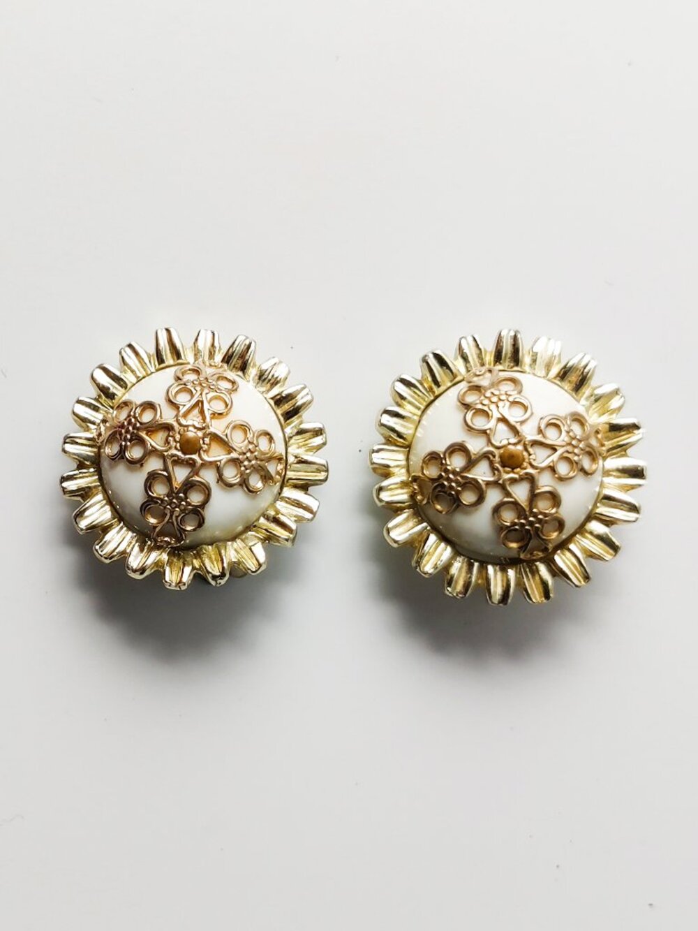 Vintage Signed Coro White Enamel Maltese Cross Earrings